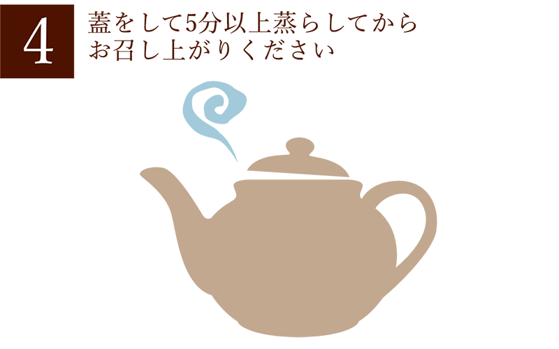 【4】茶葉大さじ3杯：ティーカップ2杯分（300cc）